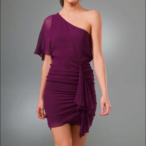 plum one shoulder dress